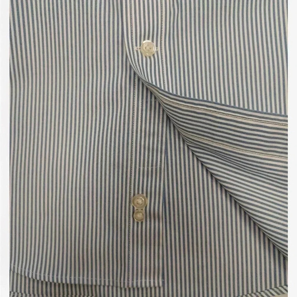 Lands’ End Blue Pinstriped  Ling Sleeve Button Down Dress Shirt Size 19-35 - Picture 9 of 12